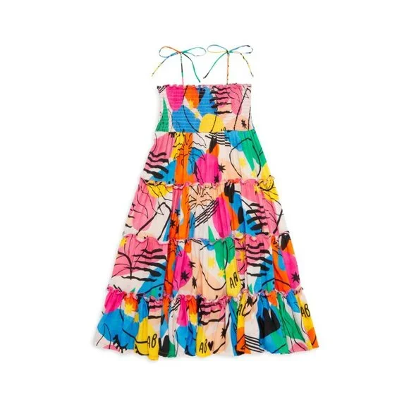 Agua Bendita Pacifico Malika Joo Bah Girls Smocked Tiered Ruffle Dress Size 3Y - Picture 1 of 6